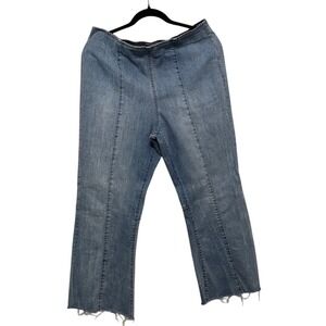 INC Light Blue Flare Cropped Jeans Elastic Waist‎ Size 14